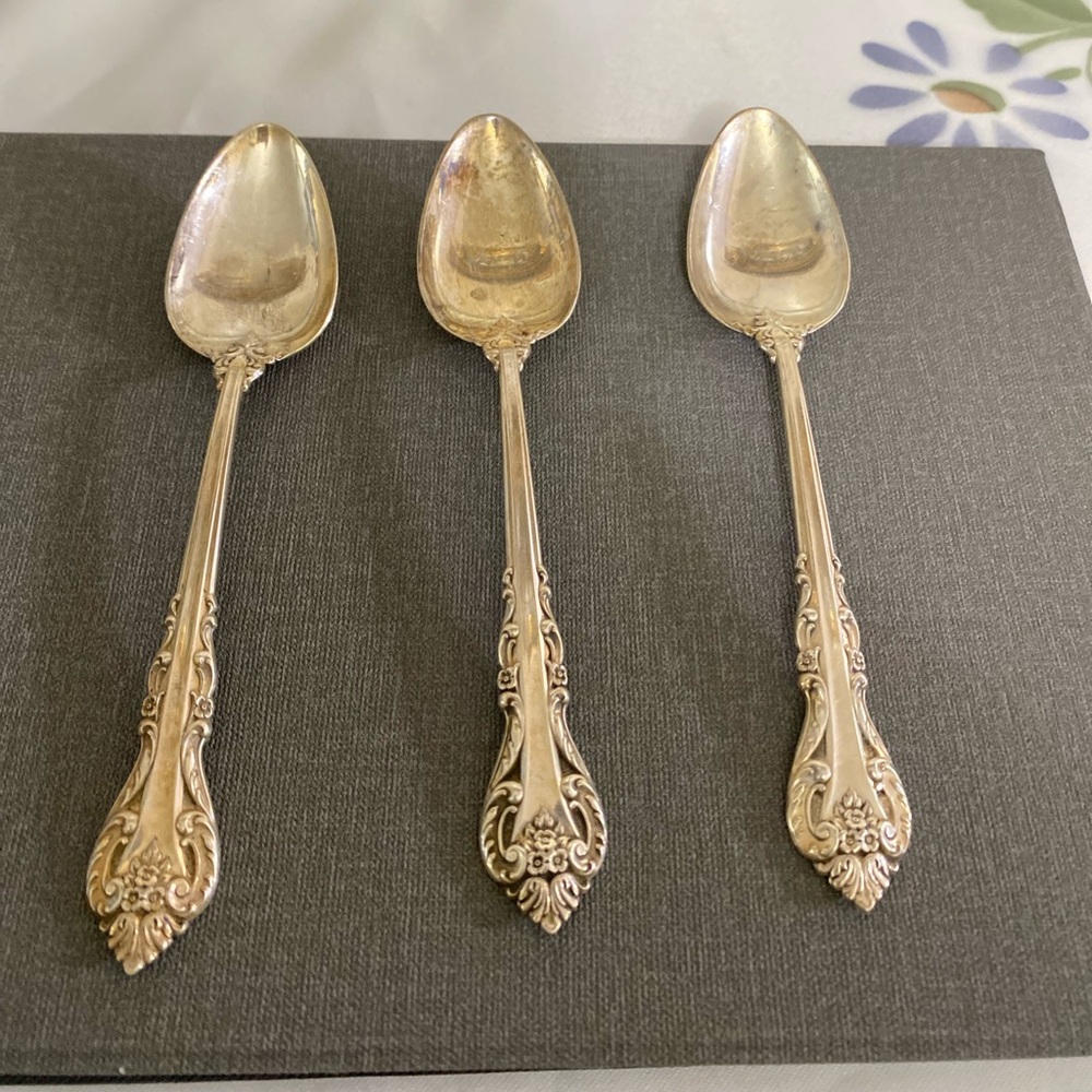 Antique International Sterling Silver 3 piece Fancy Serving Spoons